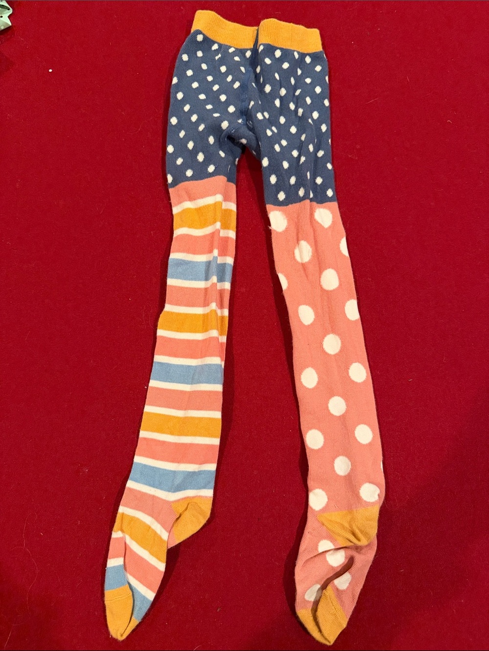 Matilda Jane Pink, Blue & Mustard Dot and Stripe Tights